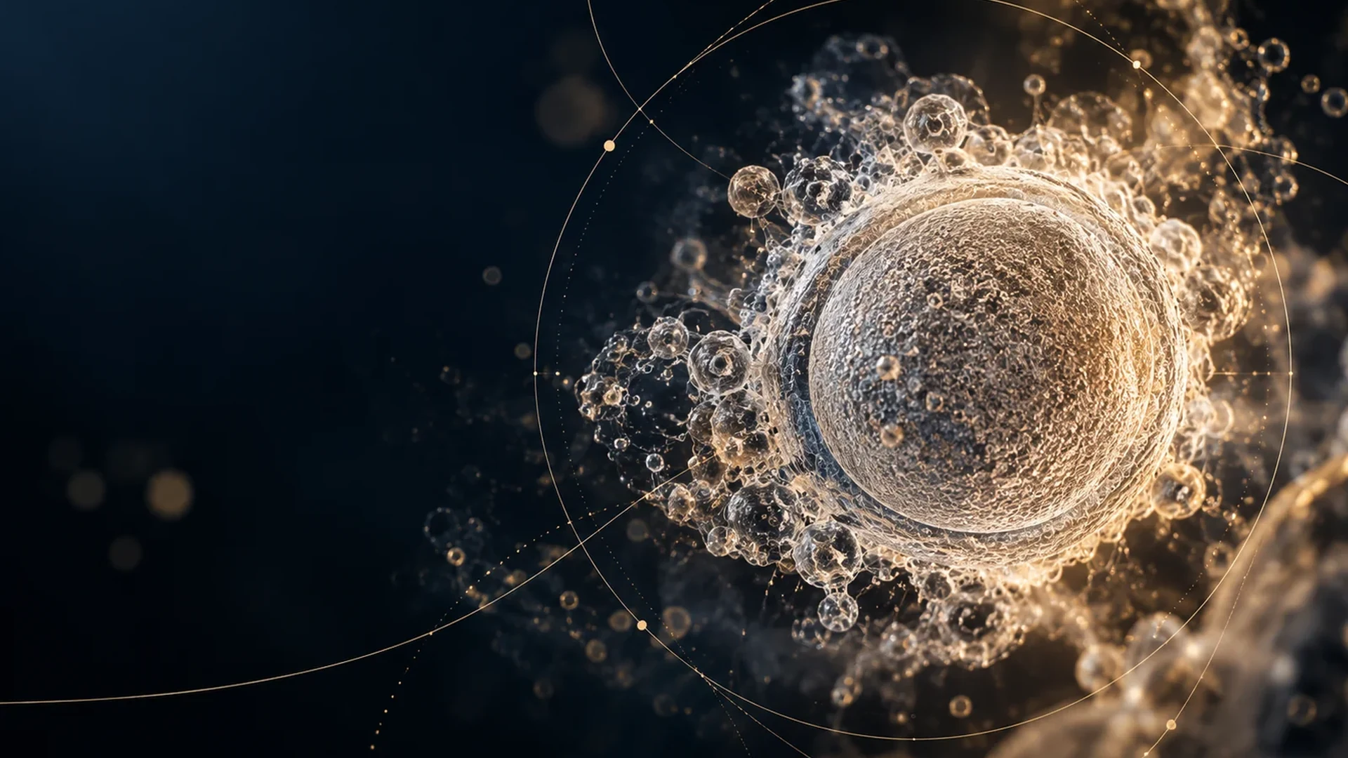 Cellular artwork inspired by an oocyte and preparation for pregnancy.